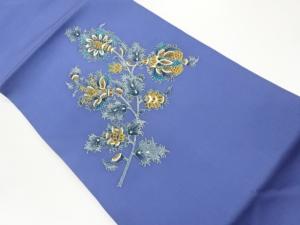 塩瀬金彩手描き花葉模様名古屋帯